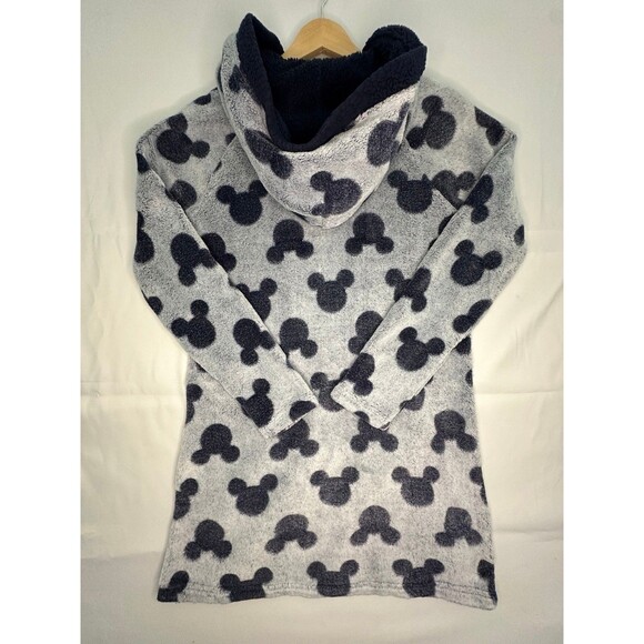 Disney Mickey Mouse Sherpa Hoodie Blanket Sweatshirt Small Gray Fleece - Picture 5 of 8